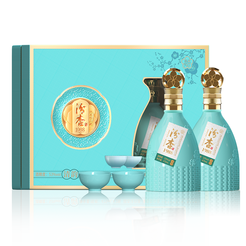 汾杏1988清韵 53度清香型白酒礼盒 53度 475mL 2瓶 礼盒装