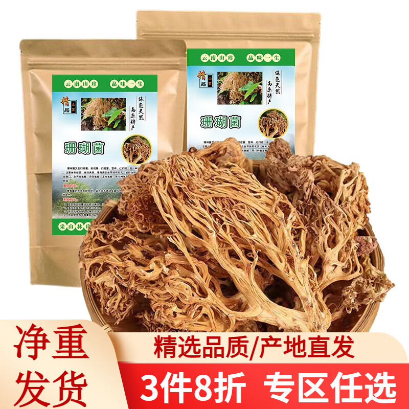 滇味十足 云南特产栅瑚菌扫把菌刷把菌南北干货火锅食材干货煲汤食材 【试吃装】28克/袋