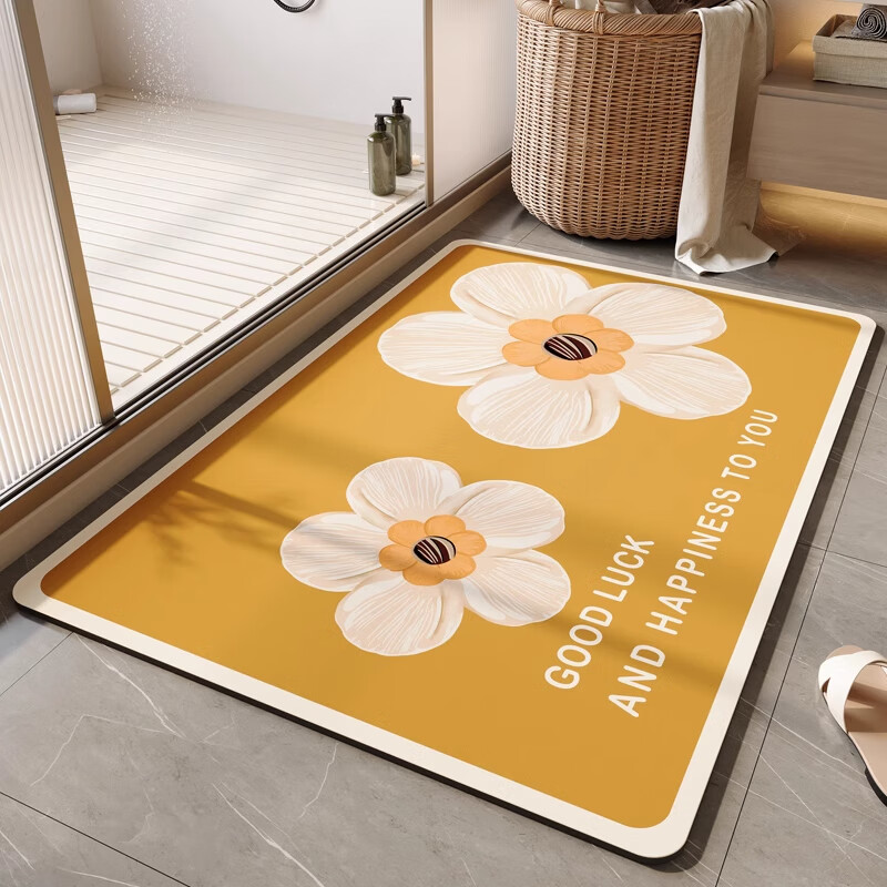 KAYE浴室地垫洗浴间速干防滑垫卫生间门口吸水脚垫家用洗手台卫浴垫子 GZN-活力橙 40X60cm