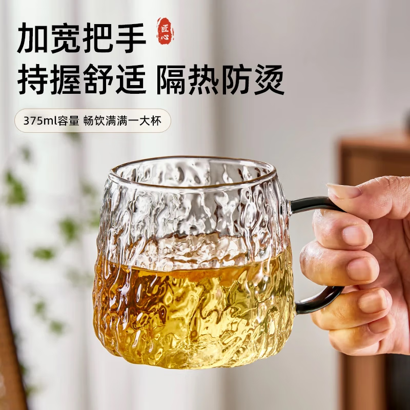 雅港高硼硅玻璃水杯待客轻奢高档茶杯客人杯6只杯子水杯套装家用一套 【冰川款】6杯+水壶+杯架+大托盘