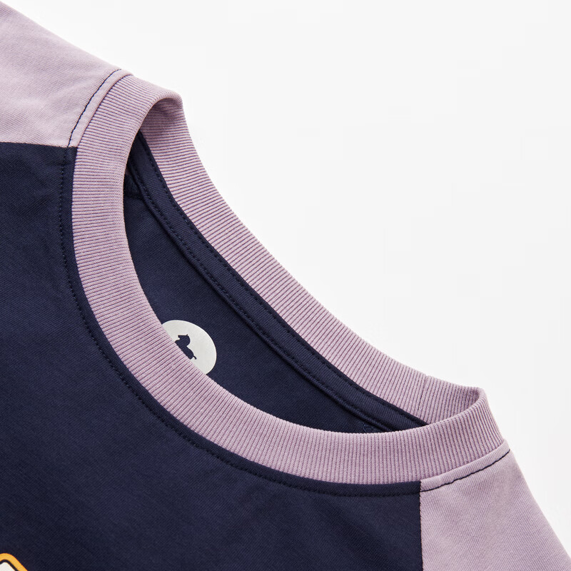 MQD 男大童插肩袖字母撞色短袖亲肤轻薄T恤 米白/藏青