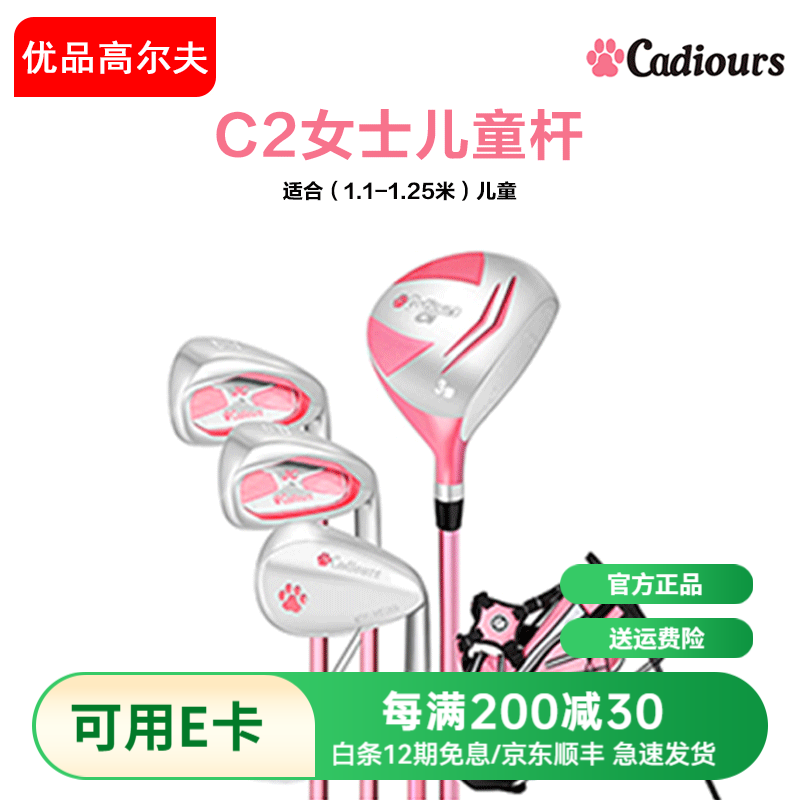 Cadiours卡迪尔 高尔夫儿童球杆全套 青少年套杆 女童初学者套杆3至12岁 女童C2（适合身高1.1-1.25米）