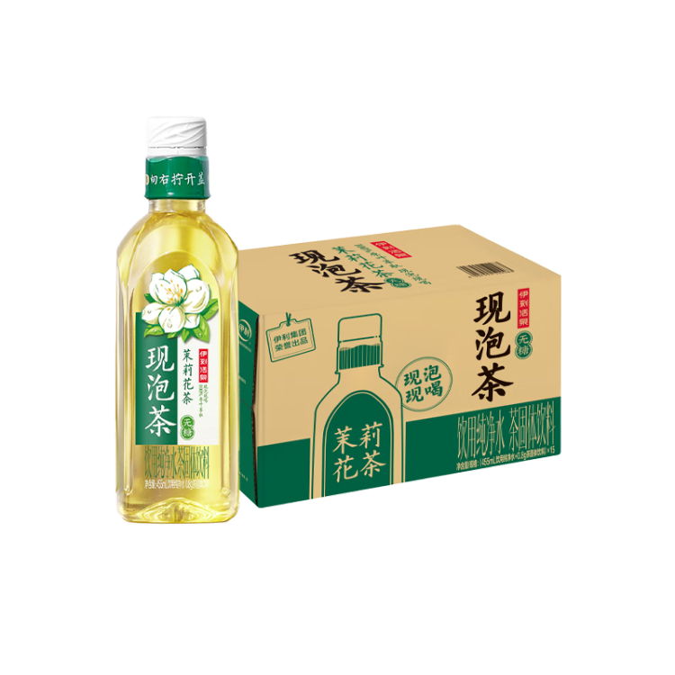 伊利伊刻活泉現(xiàn)泡茶茉莉花茶飲料 0糖0卡 455ml*15瓶/整箱 陳都靈同款