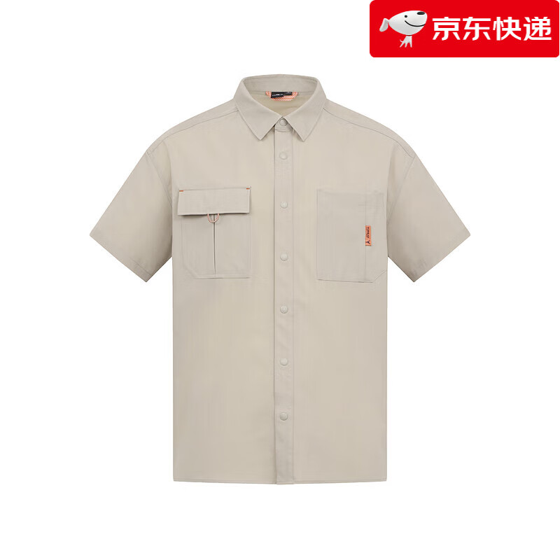 探路者（TOREAD）春夏季新款工裝風(fēng)短袖襯衫戶外徒步寬松速干襯衣休閑外套 深卡其 L