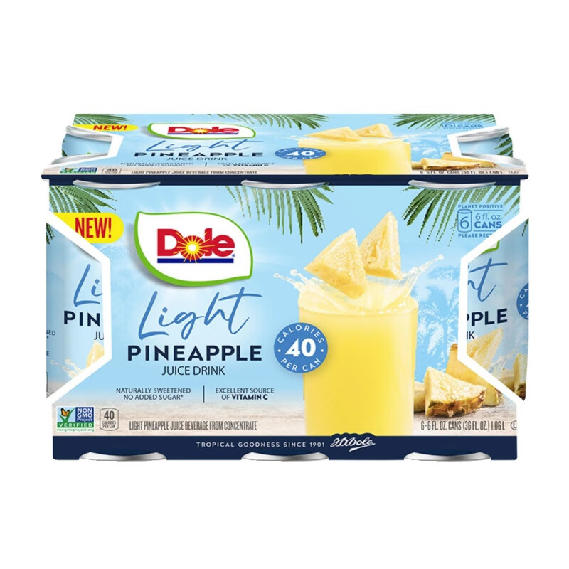 都乐（Dole）进口菠萝汁NFC果汁40%果汁饮料0白 都乐菠萝汁177ML*12罐