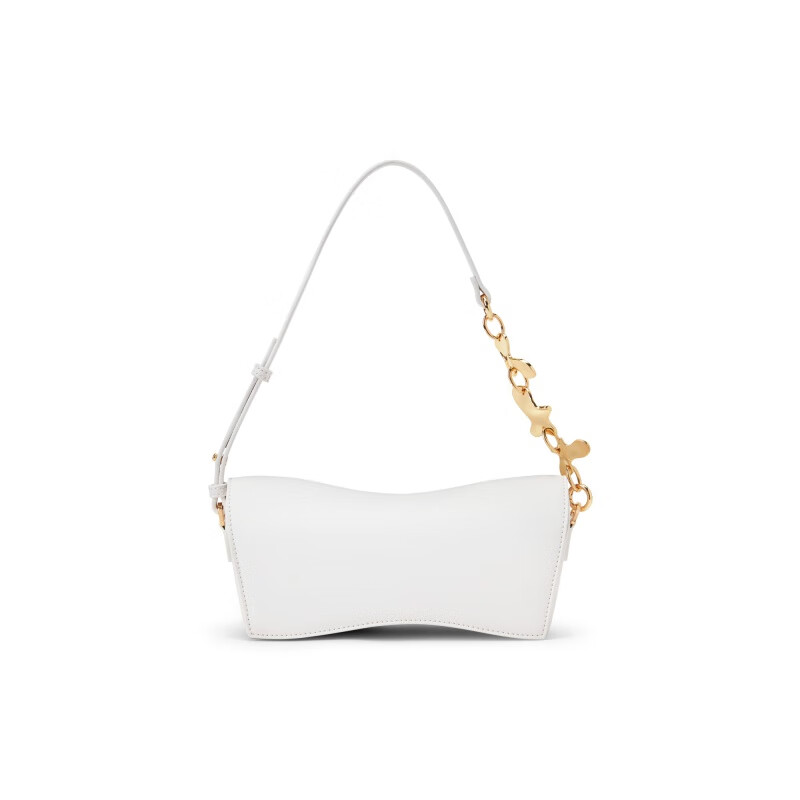 CHARLES&KEITH不規(guī)則百搭 PU 小ck包腋下包法棍包單肩包 小號 女款 White白色 S