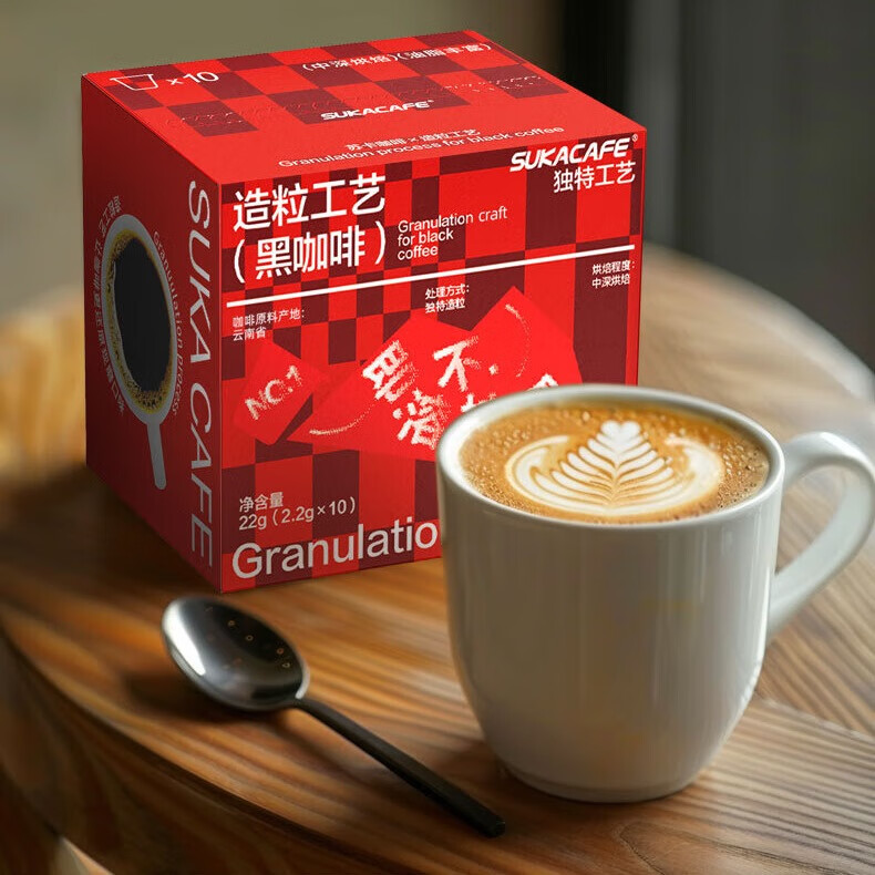 苏卡咖啡（SUKACAFE）美式速溶黑咖啡粉冷热速溶0蔗糖0脂肪造粒工艺中深烘焙 4盒40粒+胖胖杯