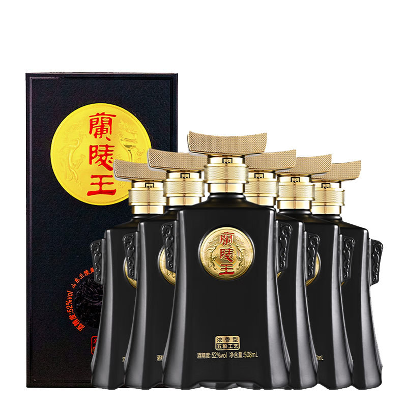蘭陵52度蘭陵王 黑蘭陵王 濃香型  白酒 名酒 送禮  加量不加價 年貨 52%vol 508mL 6瓶 第五代升級蘭陵王整箱