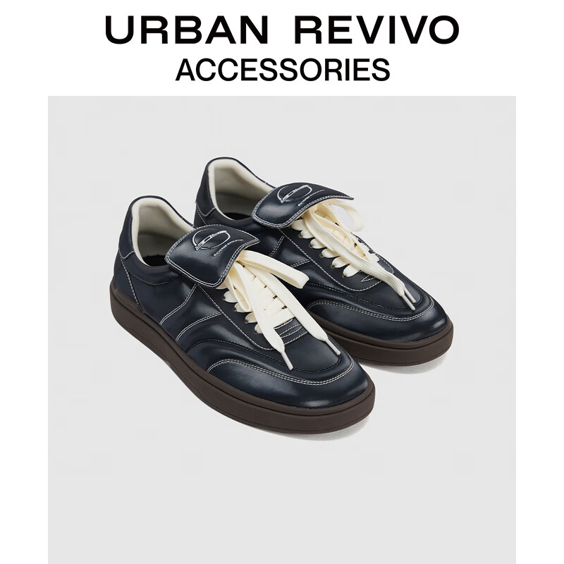 URBAN REVIVO2025夏季新款男士翻蓋鞋舌圓頭運(yùn)動鞋UAMS50022 黑色 40