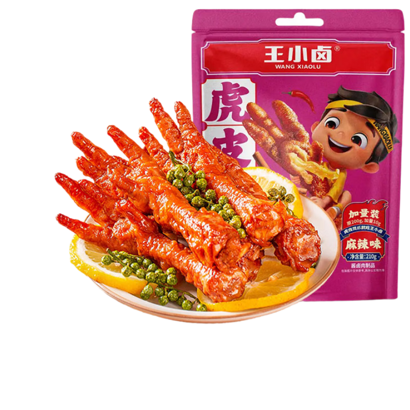 王小卤虎皮凤爪卤鸡爪卤味休闲零食熟肉鸡肉类零食开袋即食麻辣味210g