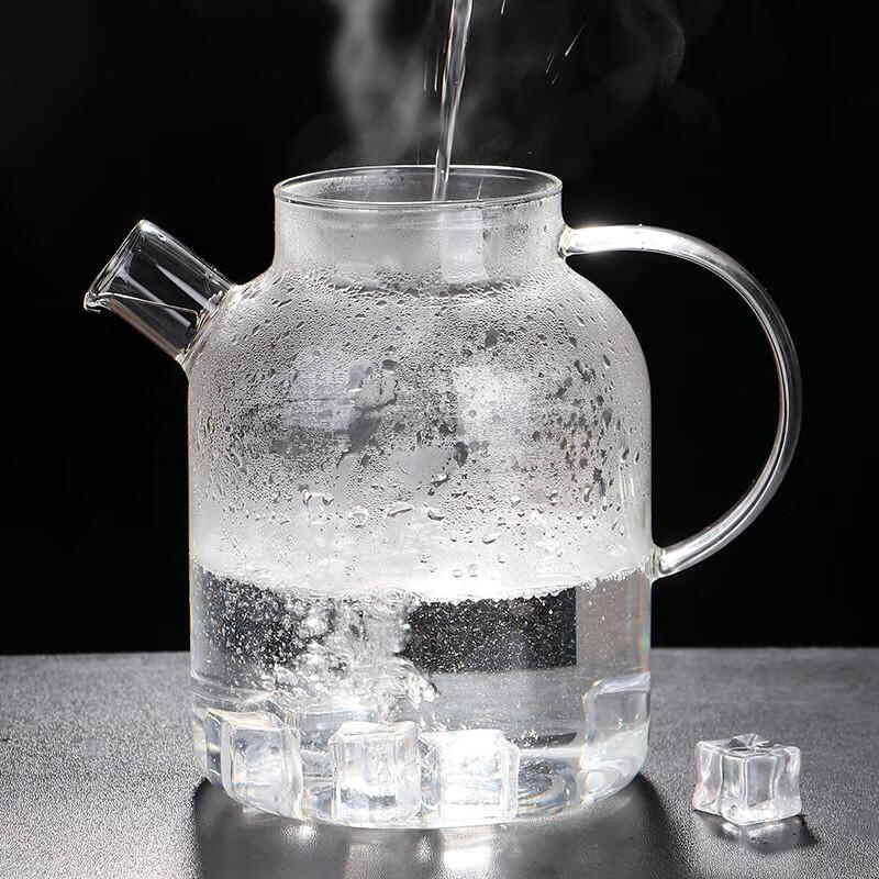 品质高硼硅煮茶壶玻璃凉水壶耐高温泡茶煮烧花茶茶具家 竹盖茶壶【普通款】 1L 1L以上