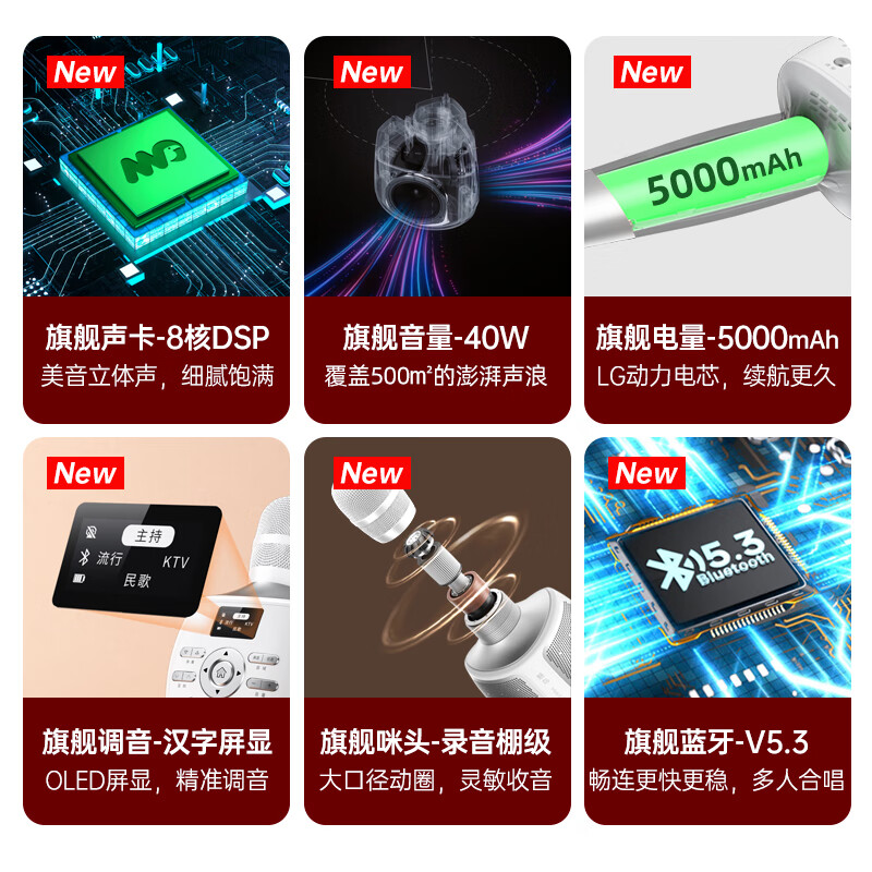 魅鸟智屏音响麦PLUS话筒音响一体自带声卡麦克风 全民k歌麦克风魅鸟唱吧家庭ktv 主播直播户外唱录歌 25款PLUS升级版【店铺爆款】40W超大音量