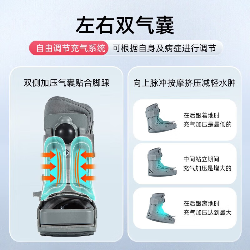 跟腱靴踝关节固定支具跟腱断裂术后康复鞋充气式助行鞋气囊鞋 轻便双气囊高款 S(建议36-39码)