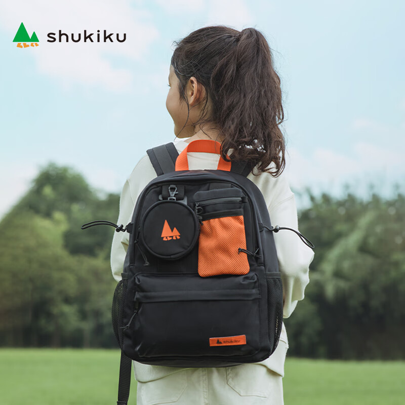 SHUKIKU幼儿园书包男女童小学生趣味组合双肩背包 黑色 M
