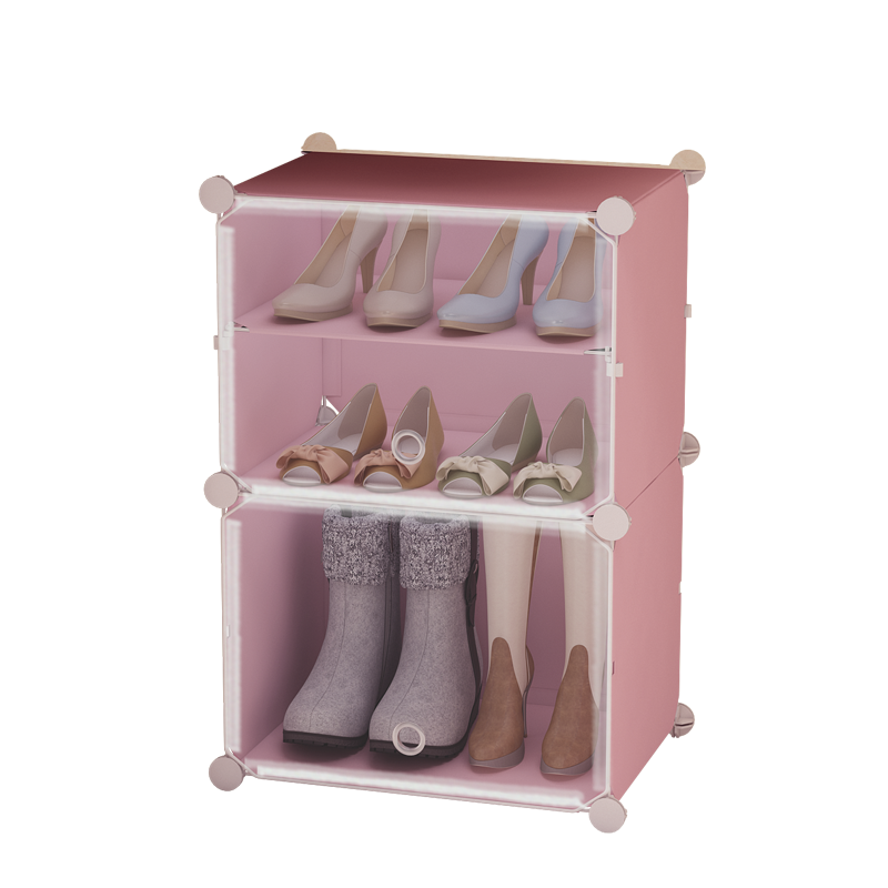 收纳达人 宿舍鞋架寝室简易多层防尘折叠收纳床下迷你鞋架小型床底鞋柜 1列3层+围栏