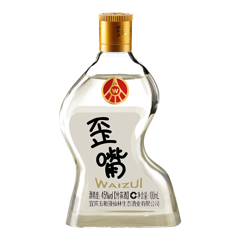 五粮液仙林生态 歪嘴竹荪酒45度52度小酒浓香型配制酒露酒 45度 100mL 1瓶 歪嘴竹荪小酒