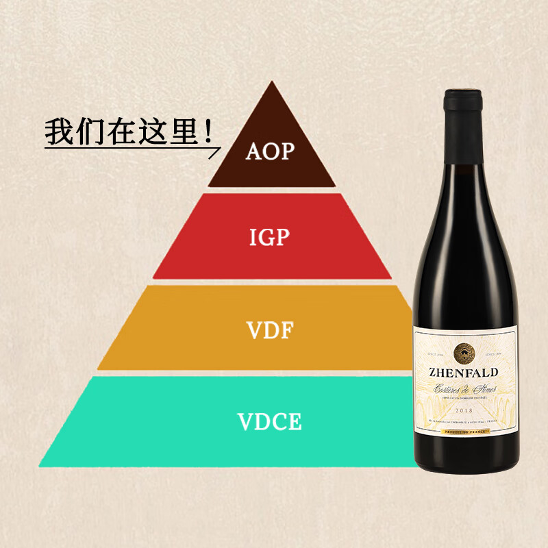 禛富法国尼姆原瓶进口红酒AOP级干红葡萄酒红酒13.5度750ml 6瓶整箱