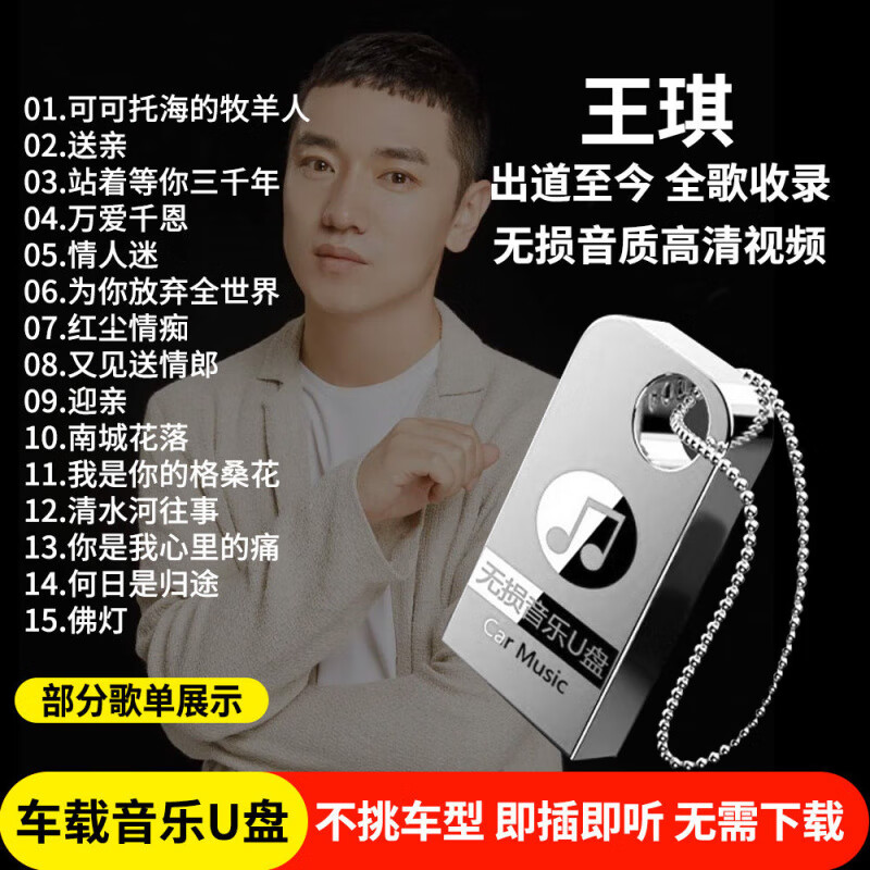 居道王琪全专辑车载音乐u盘经典流行伤感情歌曲无损高音质mp3汽车优盘 4/G王琪歌曲[精选120首+17部视频
