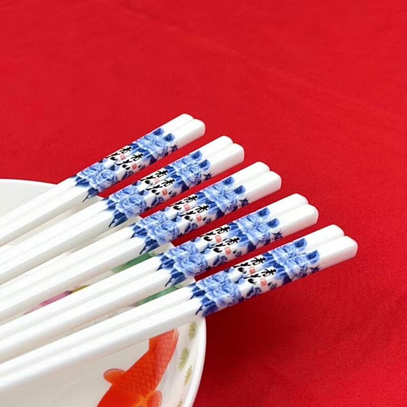 陶瓷筷子景德镇正品2025新款高品质抗菌防霉环保耐高 五色混搭【如图花色】共 朵花 5双
