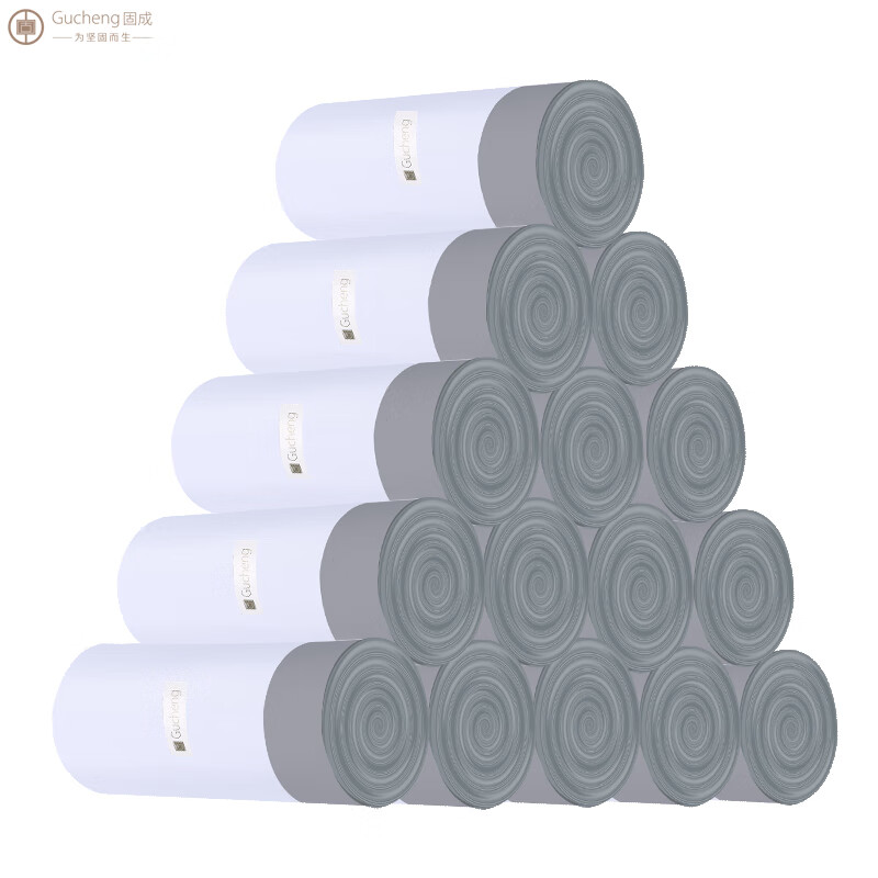 固成（GUCHENG）抽绳垃圾袋双面3.6丝 加厚超厚家用手提式厨房水桶一次性塑料袋 【60*60cm】超大号3卷共60只-雅典白