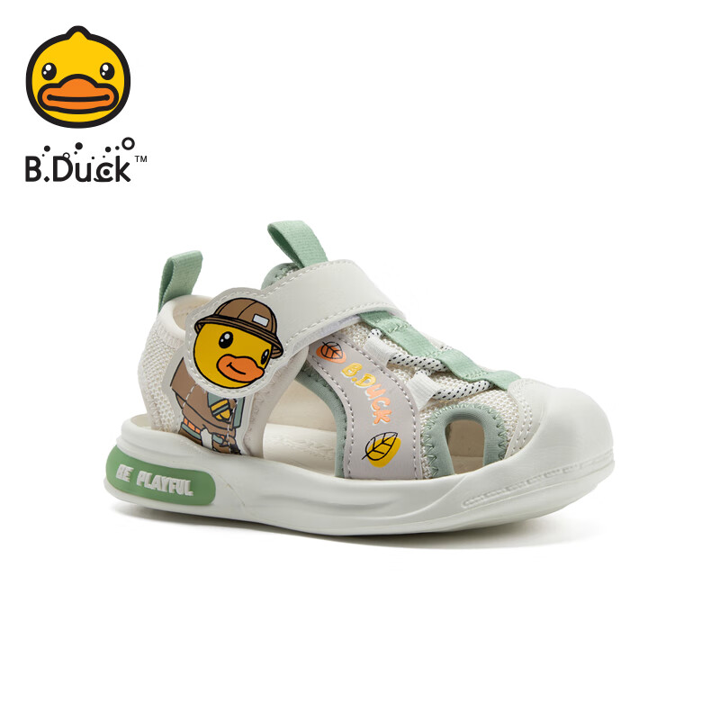 B.Duck小黄鸭童鞋2025年新款夏季包头护足学步鞋凉鞋小童宝宝沙滩机能鞋 217米色 21 码 适合脚长11.9-12.6cm