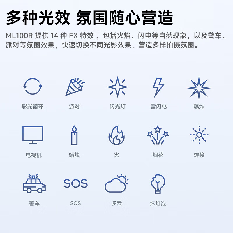 神牛补光灯 ML100R 全彩100W补光灯 氛围灯 口袋灯 LED摄影灯 户外人像拍照 手持RGB 常亮灯 外拍夜景 （热销）ML100R+四角网格柔光箱【赠电池手柄】