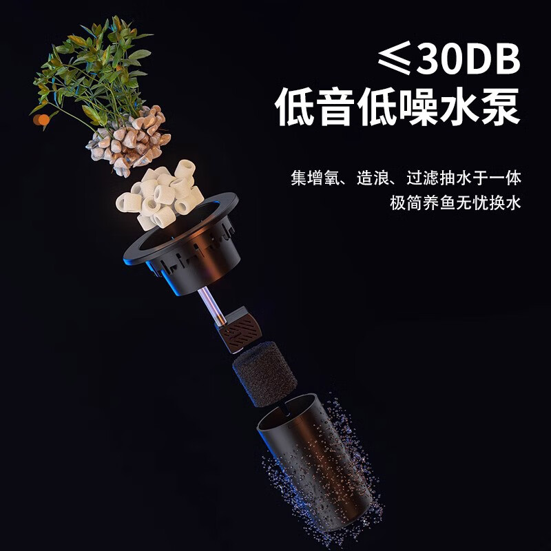 宠小岛鱼缸小型客厅生态造景过滤制氧一体机桌面金鱼缸水族箱 【白色】55超大号豪华套餐