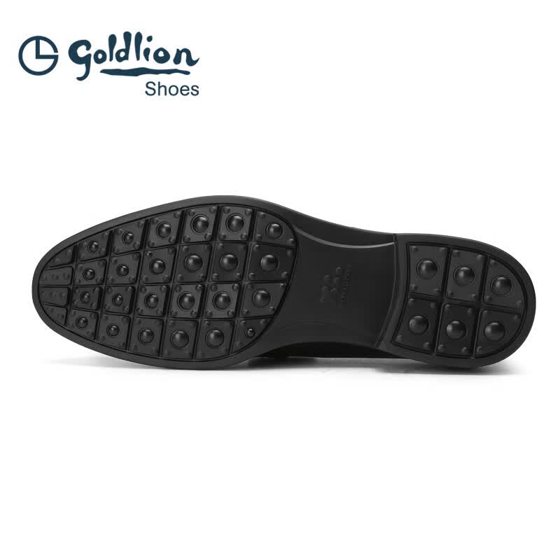 金利来（Goldlion）男鞋商务休闲鞋新品男士皮鞋休闲鞋套脚乐福鞋商务皮鞋男 黑色 44