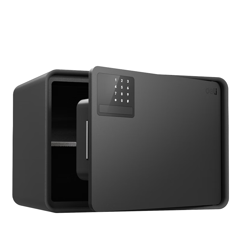 得力（deli）保险柜 25年新款保险箱 家用电子密码保管箱 自动开门 25cm AE223象牙黑