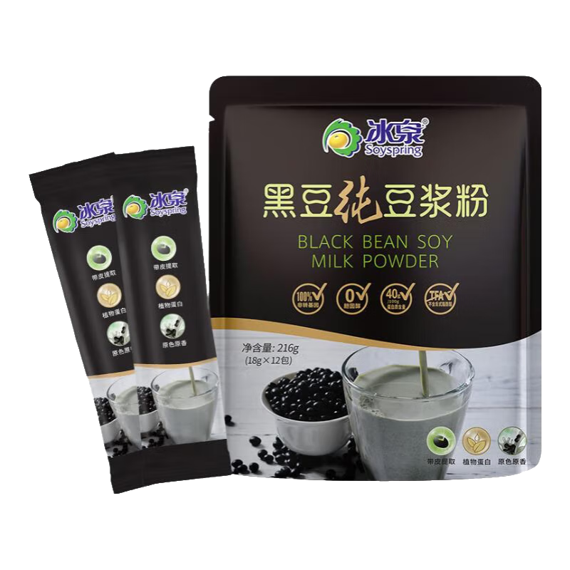 冰泉豆?jié){216克純黑豆豆?jié){粉配料只有黑豆帶皮提取營養(yǎng)早餐燕麥孕婦 黑豆純豆?jié){粉216g*2袋共24小包
