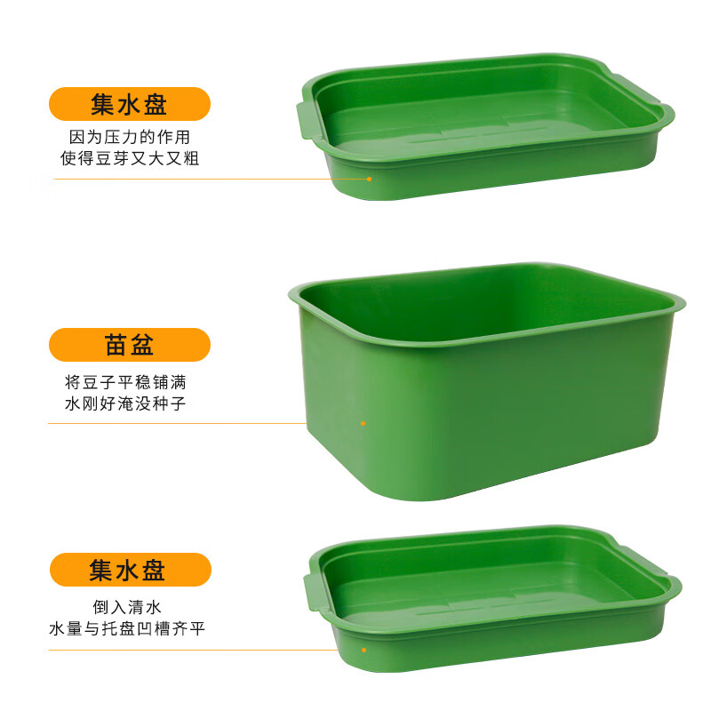 伟照业豆芽发芽盆豆芽罐家用生豆芽机发豆芽桶黄豆绿豆发芽盆神器 普通款1套