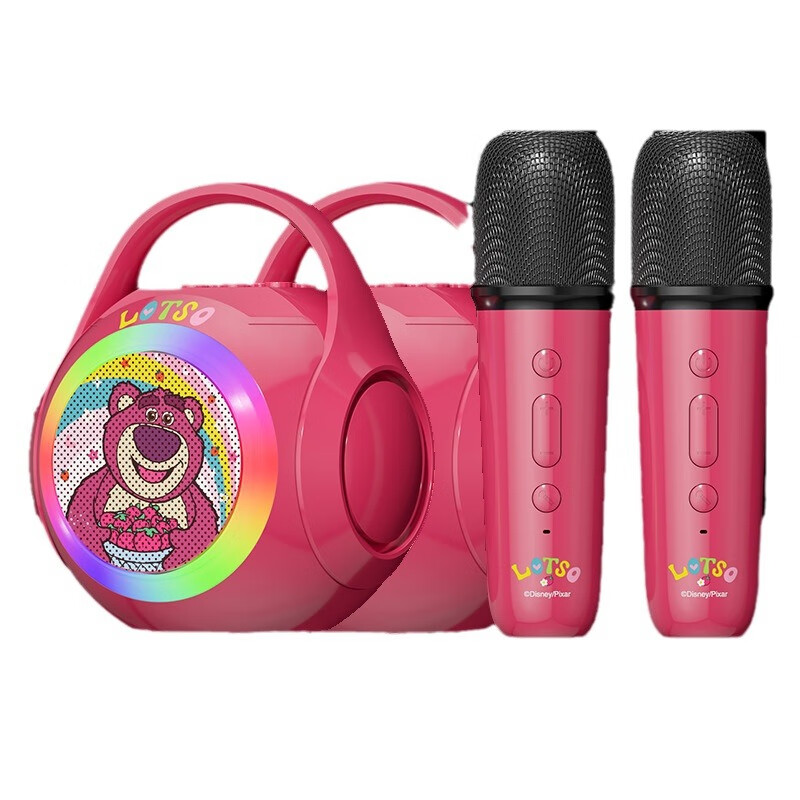 迪士尼蓝牙音响K歌麦克风一体无线话筒蓝牙音箱家庭ktv户外唱歌神器迪士尼正版儿童新年生日礼物 【艾莎】双麦嗨唱版