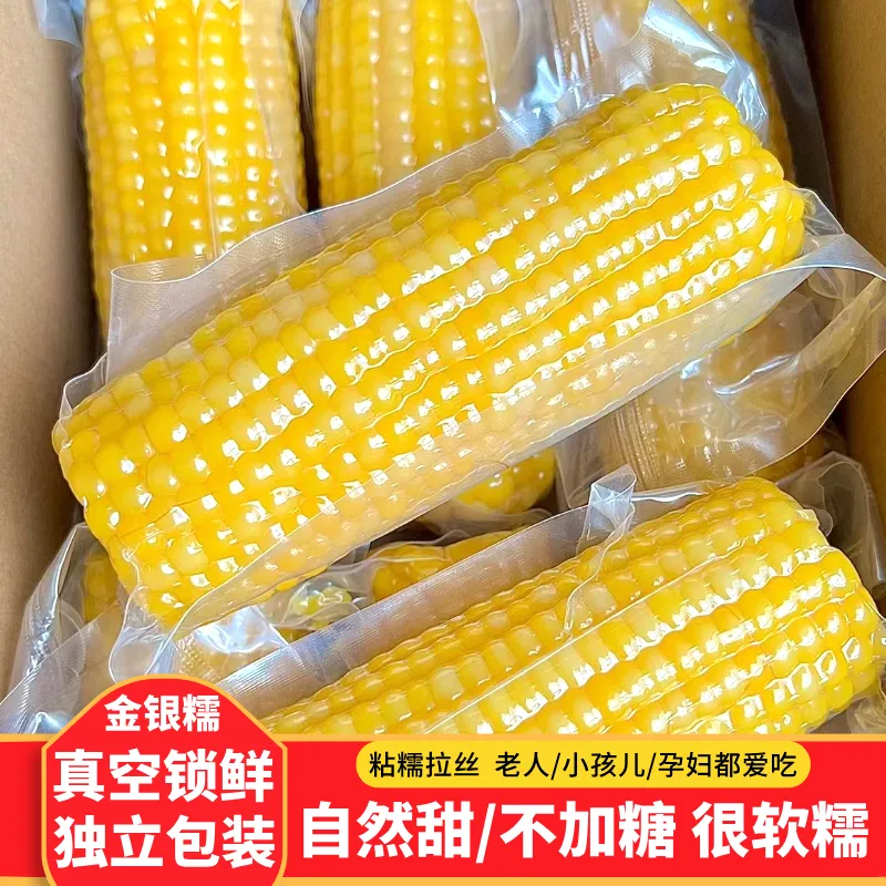 内蒙古巴彦淖尔沙漠甜糯玉米新鲜糯玉米真空包装非转基因蒸煮 220克*10根