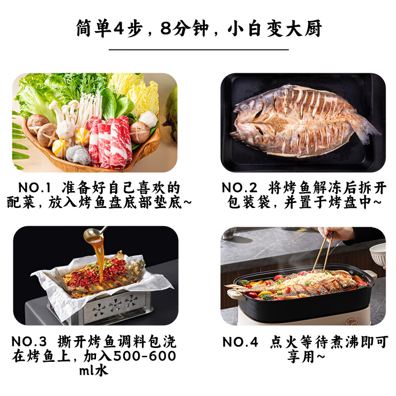 棒嫂【清江烤鱼/巴沙烤鱼】半成品懒人预制菜即食快手菜夜宵三味可选 蒜香味650g*1袋送烤盘+土豆粉 巴沙鱼