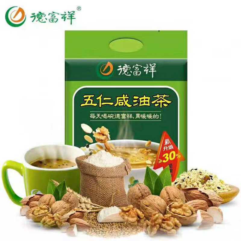 德富祥油茶陜西面茶老北京清真食品五仁咸早餐代餐680克油茶炒面 德富祥400克五仁油茶1袋【咸】