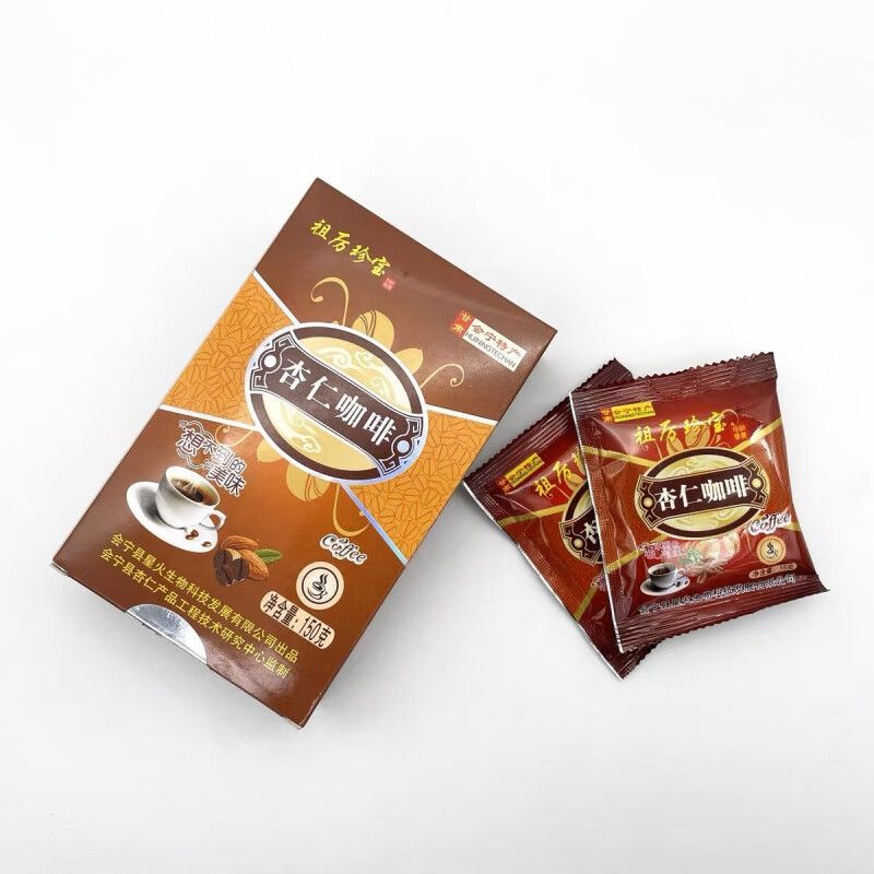 红允会宁特产祖厉珍宝杏仁咖啡即速溶特浓杏仁奶香咖啡150*2盒 杏仁