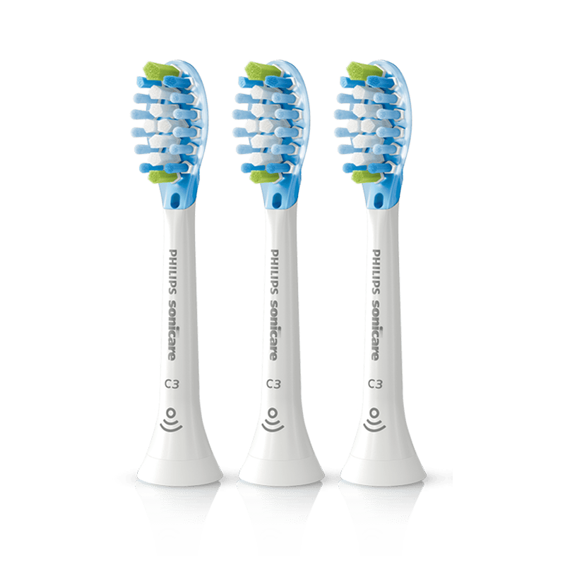 飞利浦（PHILIPS）电动牙刷头官方原装适配钻石7/9/AI系列刷柄 清洁 3支装HX9043/67 白色