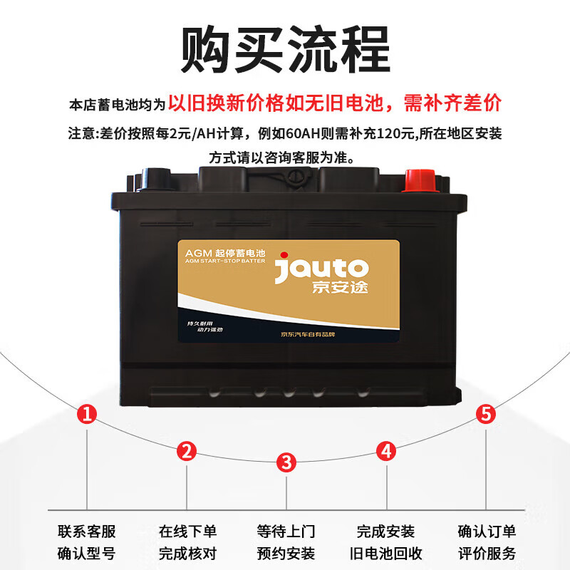 京安途汽车电瓶蓄电池AGM H8启停适配宝马X4/X6/奥迪全系/奔驰S级普通版