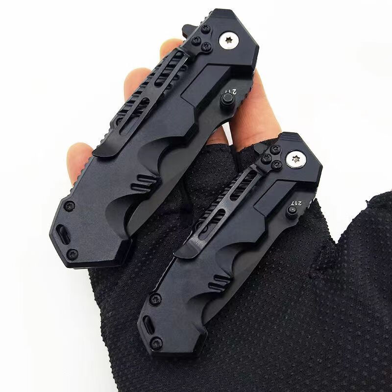 折叠刀便携户外多功能高硬度锋利不锈钢水果小刀迷你防身野营铝柄 小号（约长16CM）