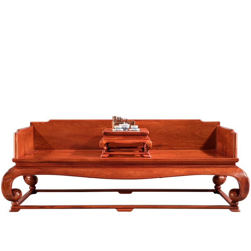 广典红木家具缅甸花梨(学名:大果紫檀)实木榻 新中式仿古禅意家具 雕花踩珠罗汉床 踩珠罗汉床2件套