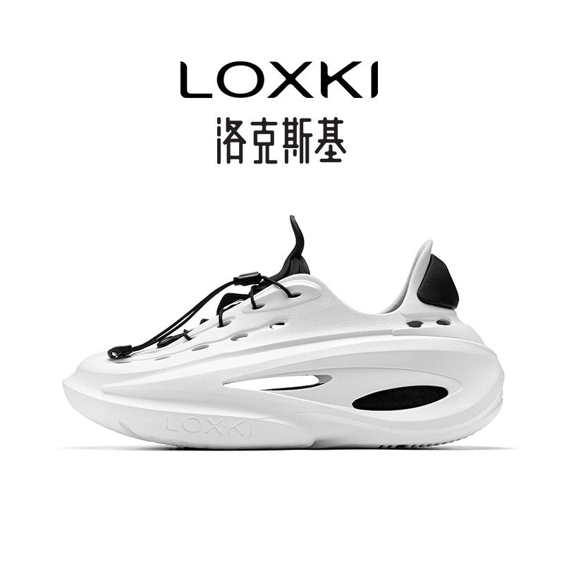LOXKI/洛克斯基 Alpha洞洞鞋男夏戶外沙灘運動涼鞋【明星同款】 黑白 43