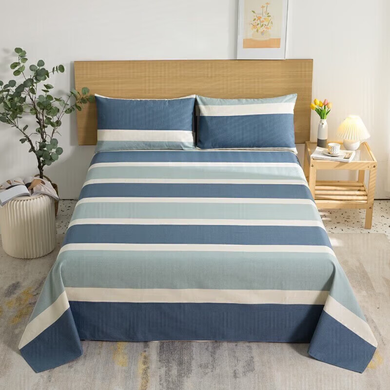 软贝原棉老粗布床单简约格子床单床上用品可水洗老粗布床单 欢乐 120*230cm床单+枕套一只 京东折扣/优惠券