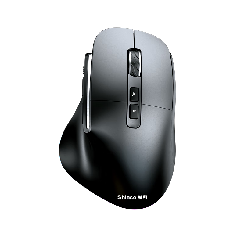 新科AI人体工学蓝牙鼠标 语音无线办公鼠标游戏电竞鼠标8键自定义宏双模（搭载DeepSeek） M10黑
