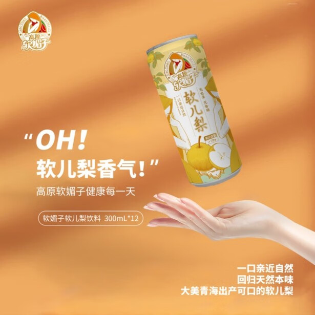 高原软媚子 青海特产 青藏高原 软儿梨果汁营养饮料礼盒装新鲜果味礼盒 软儿梨果汁 (300ml*12瓶)*1箱