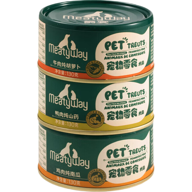 Meatyway【嘗新】爵宴狗零食鴨肉干罐頭 凍干烘焙狗糧風(fēng)干糧 狗狗訓(xùn)犬禮包 狗零食罐組合130g*3罐