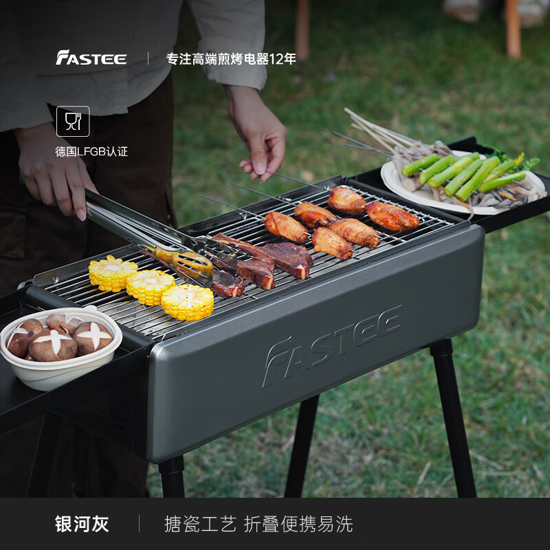 法詩緹德國Fastee法詩緹燒烤架家用戶外便攜燒烤爐子露營碳烤爐庭院炭爐 銀河灰