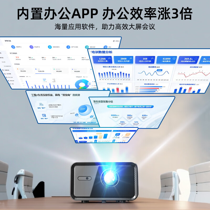 aet新款V417投影仪办公高清会议室专用投影机白天直投可连电脑教学培训投影带幕布 V417办公顶配版(支架幕布+托盘支架)