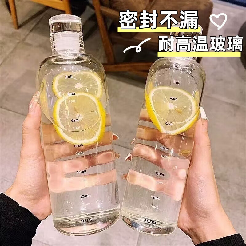 皓梵洁刻度玻璃杯大容量冷泡瓶水瓶水壶咖啡茶杯杯子便携透明水杯高硼硅 透明刻度杯 500ml