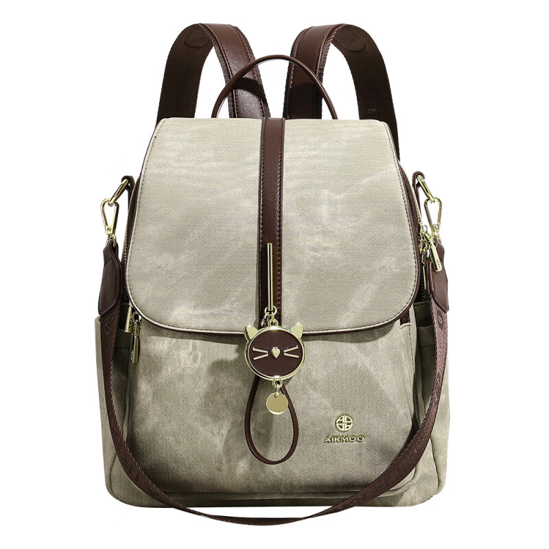 查瑞娜(ZAR&RUILR)香港代购大容量休闲双肩包包女2025新款简约时尚轻便可单肩背包 绿色 关注店铺送礼袋