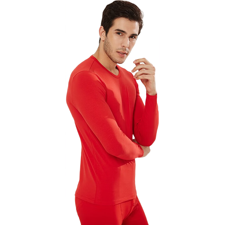 纖絲鳥秋衣秋褲套裝女棉莫代爾圓領(lǐng)薄款修身內(nèi)衣中國紅 鴻運裝女 XXL